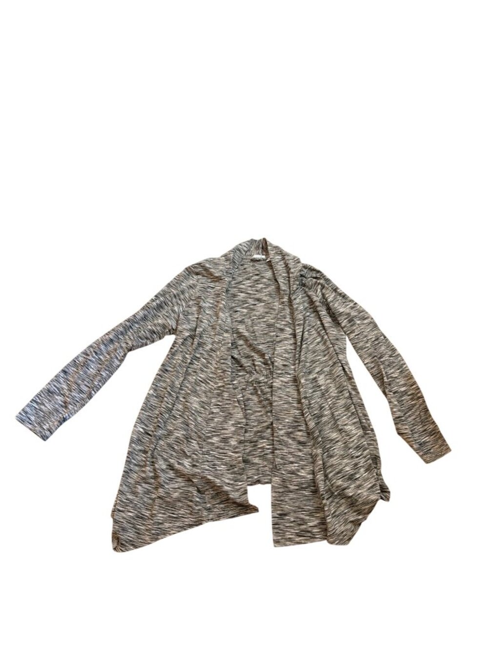 Pure Jill Womens Cardigan XL Open Front Gray Stripe 100% Cotton Lightweight Fall